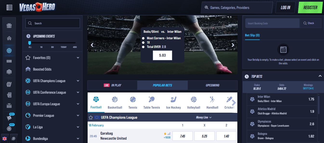 Place bets on Champions League football matches